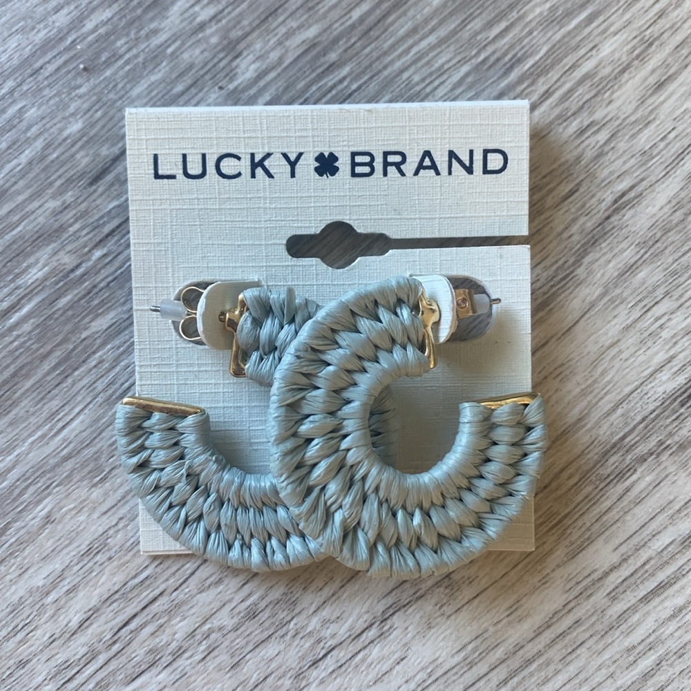 NEW! Lucky Brand Raffia Hoop Earrings